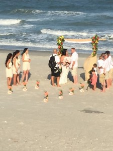 Wedding we watched recently from the Surfside Pier.  Everyone stood frozen on the pier watching the entire ceremony and all the kids waiting for the kiss.